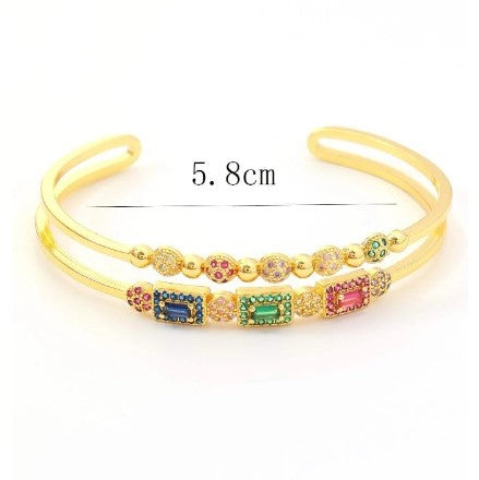 Bracelet multicolore avec des pierre zircones cubiques en cuivre