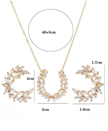 Ensemble de bijoux de créateur en strass 3 pièces en cuivre