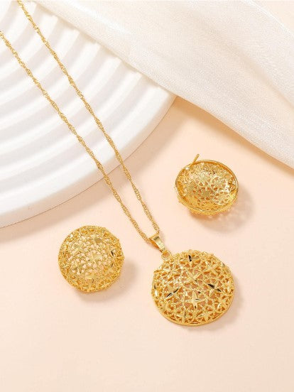 Ensemble de bijoux d'ouverture 3 pièces/ensemble avec un design rond en cuivre